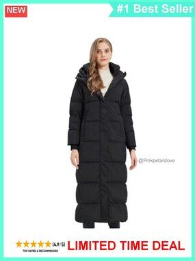 Womens Long Down Puffer Coat Hooded Full Length Winter Jacket